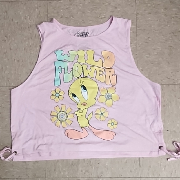 Warner Bros. Pink Tweety Wild Flower Crop Top - Picture 1 of 5